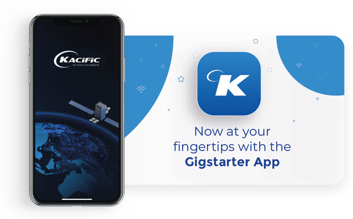 Kacific mobile app icon for seamless internet access.