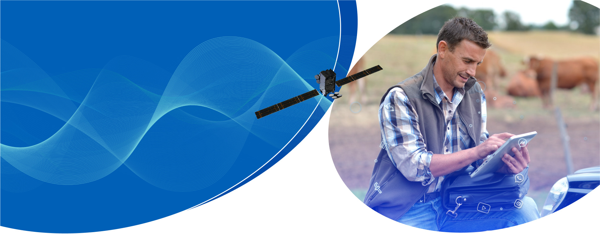 Services slider showcasing Kacific's broadband and satellite offerings in New Zealand.