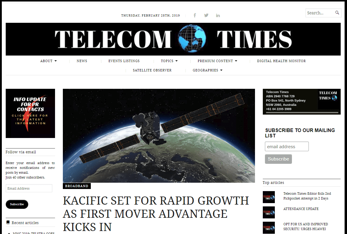 Kacific CEO Talks with Telecom Times