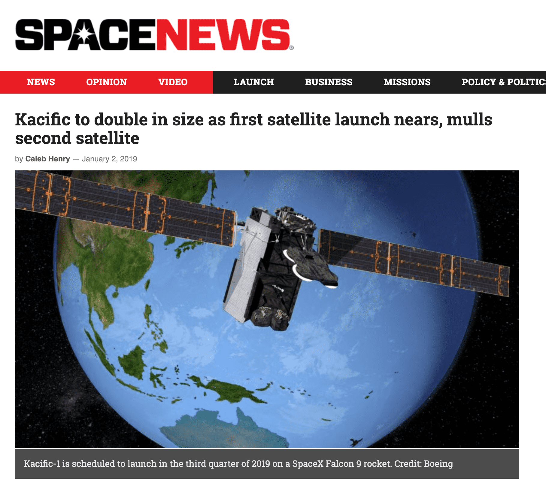 Kacific Lays Out Service Plans to Support Launch of Kacific1. Outlines Plans for Kacific2