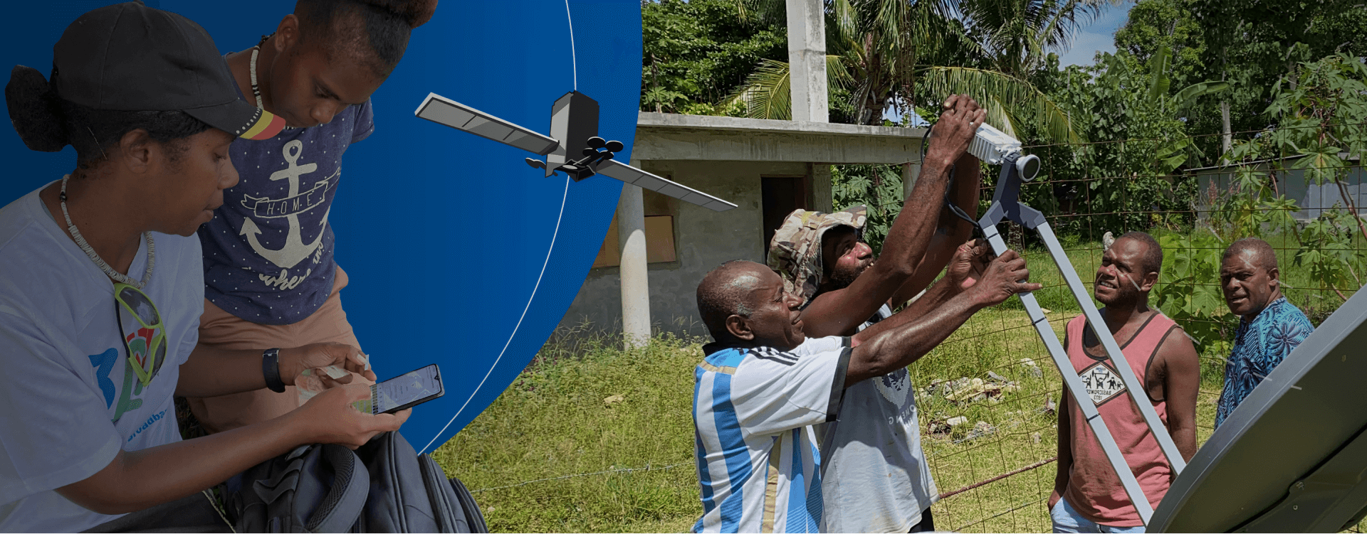 Homepage banner with satellite services imagery