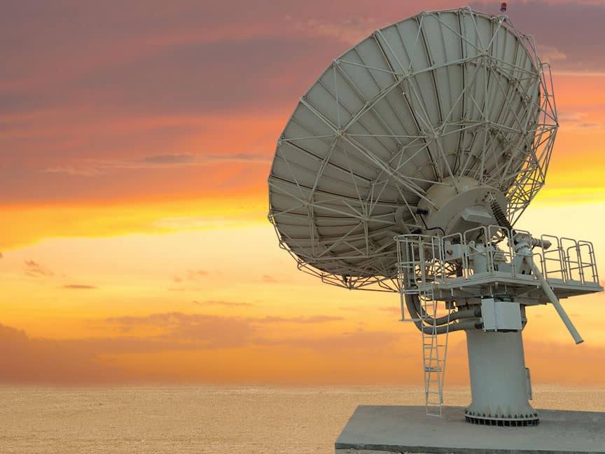 A satellite ground station antenna similar to the one being built for Kacific’s new gateway